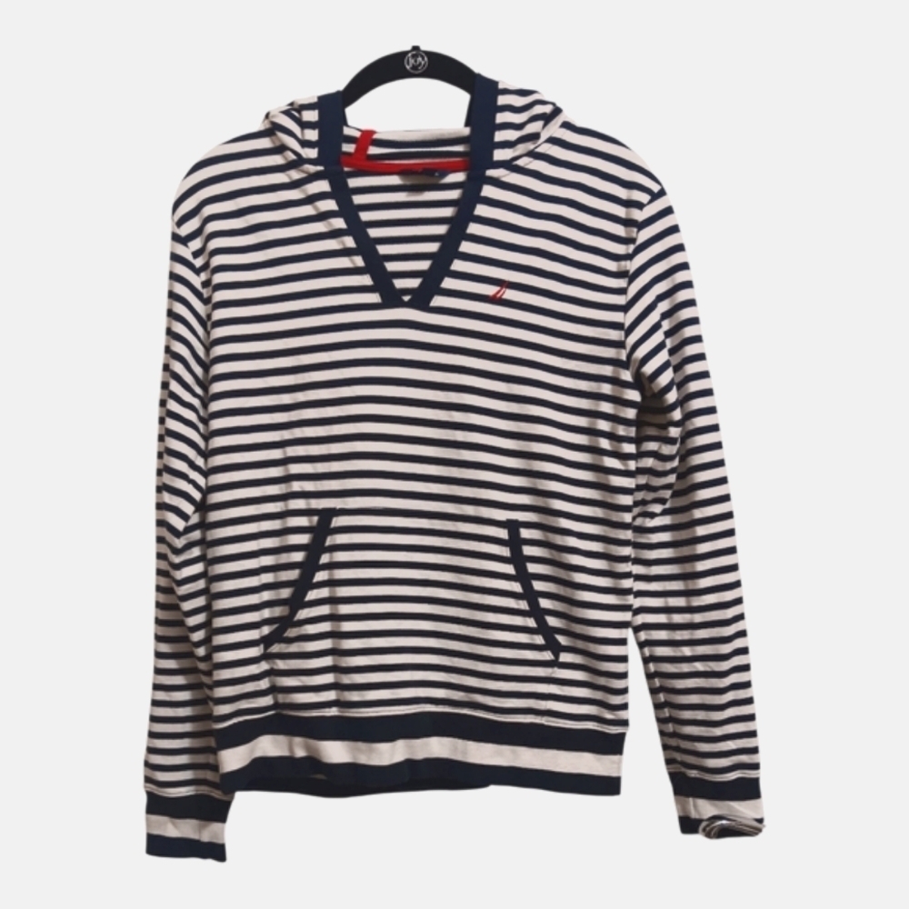 Nautica Blue and White Long Sleeve Striped Sweatshirt - Picture 2 of 5